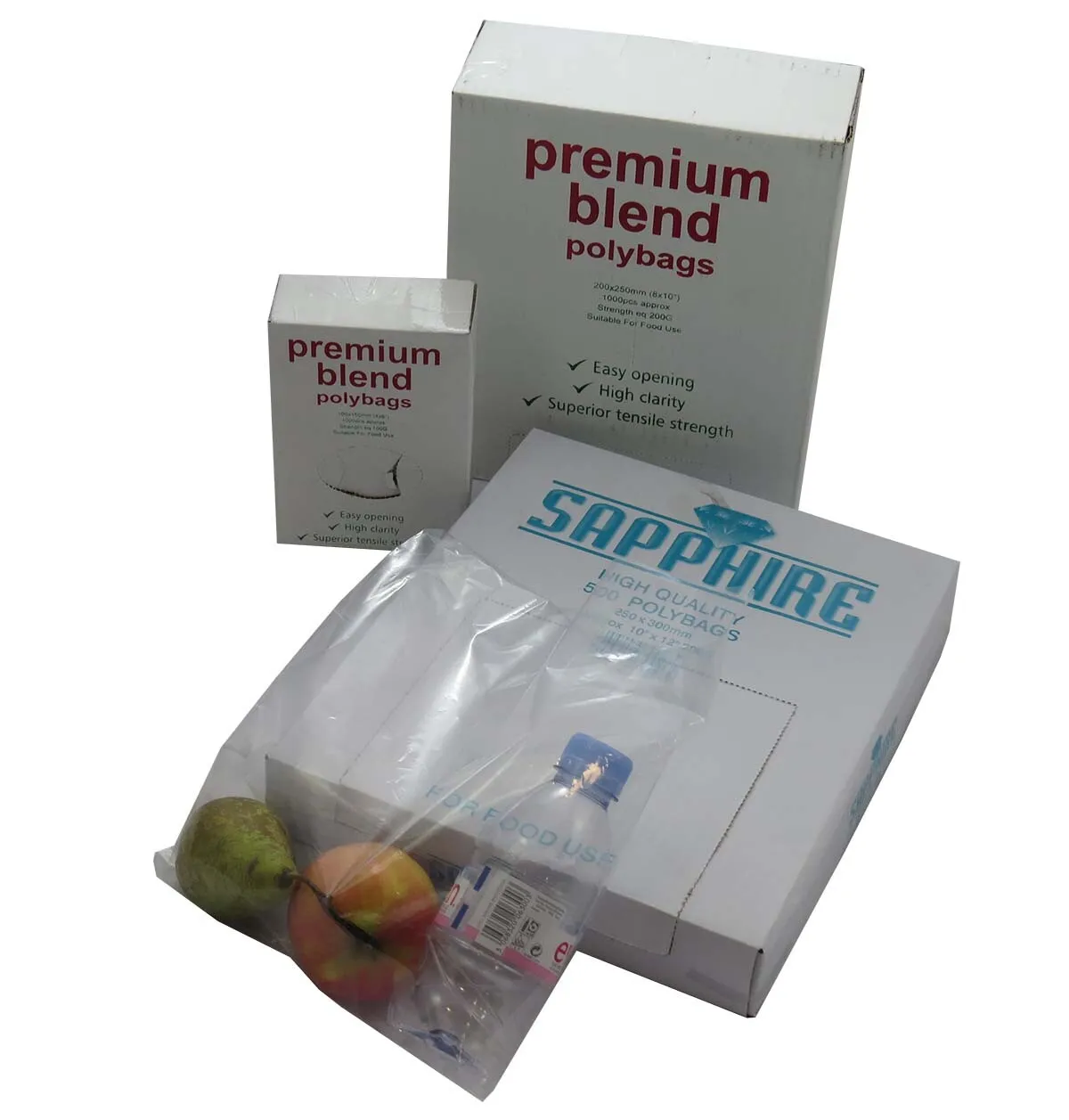 CLEAR POLYTHENE PLASTIC FOOD APPROVED BAGS 100 & 200 GAUGE - GLOBE PACKAGING